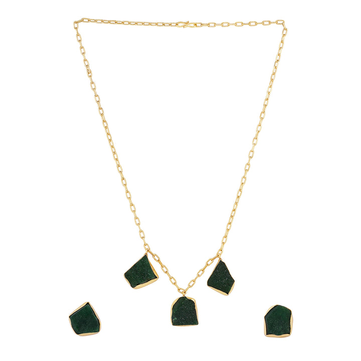 Teejh Seraya Dark Green Natural Stone Necklace Set