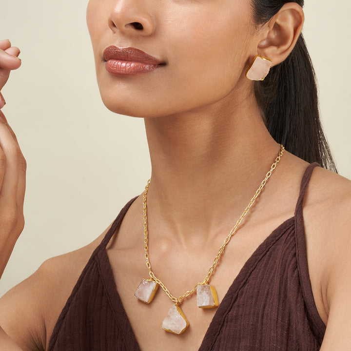 Teejh Seraya Pink Natural Stone Necklace Set