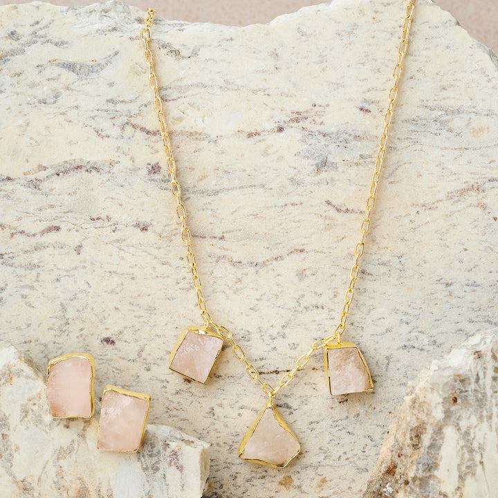 Teejh Seraya Pink Natural Stone Necklace Set