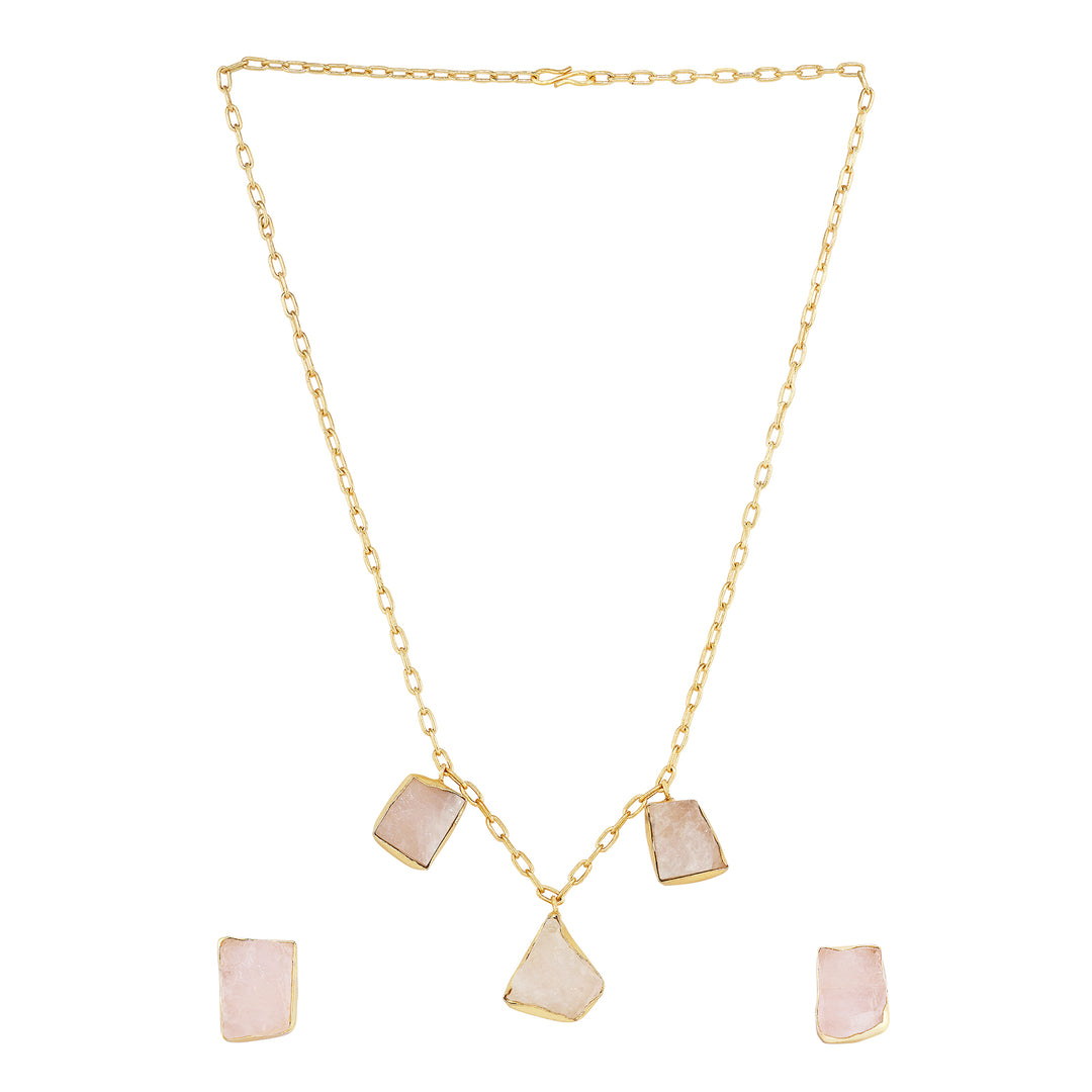 Teejh Seraya Pink Natural Stone Necklace Set