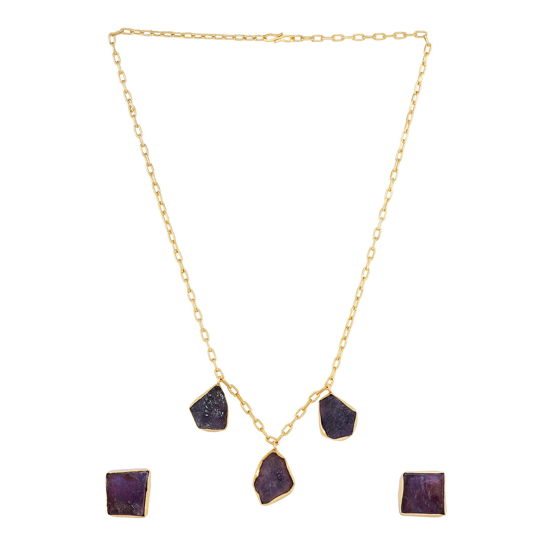 Teejh Seraya Purple Natural Stone Necklace Set