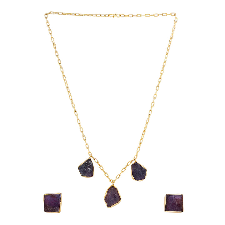 Teejh Seraya Purple Natural Stone Necklace Set