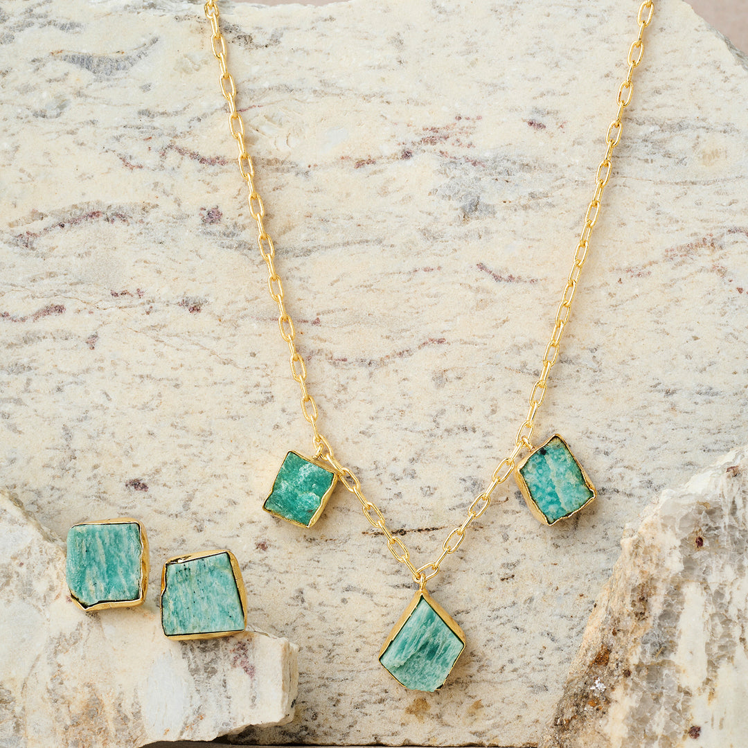 Teejh Seraya Turquoise Natural Stone Necklace Set