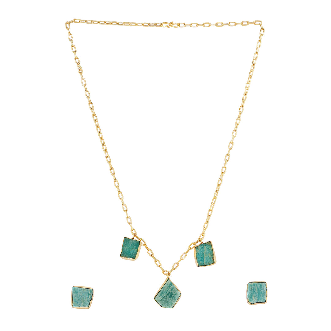 Teejh Seraya Turquoise Natural Stone Necklace Set