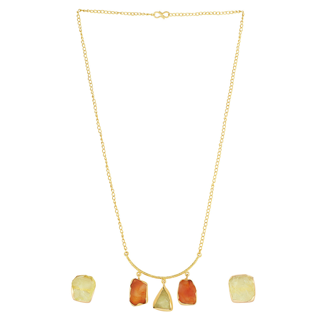 Teejh Alara Orange and Yellow Natural Necklace Set