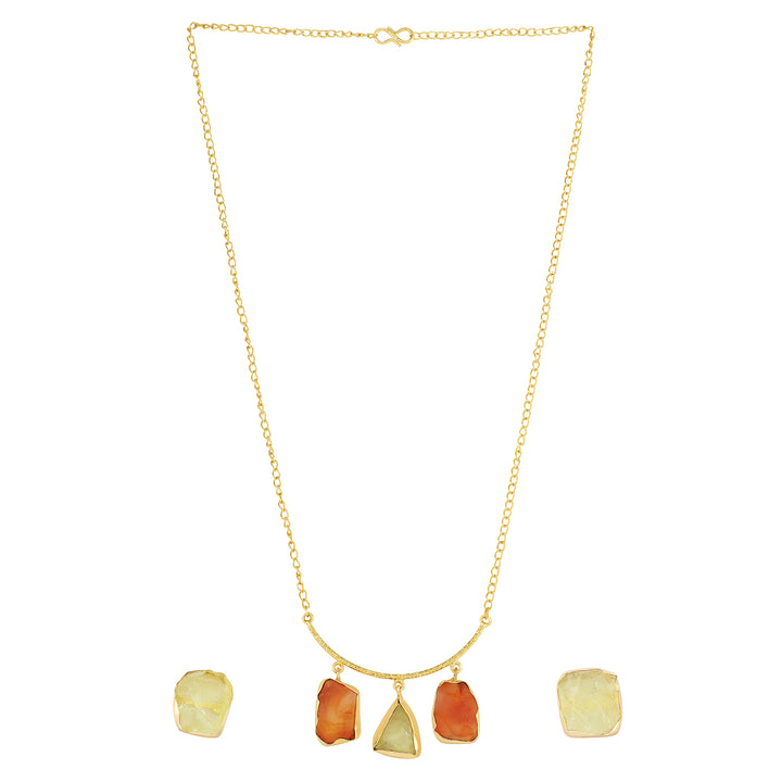 Teejh Alara Orange and Yellow Natural Necklace Set