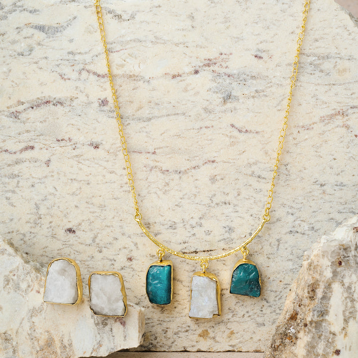 Teejh Alara Dark Blue White Natural Necklace Set