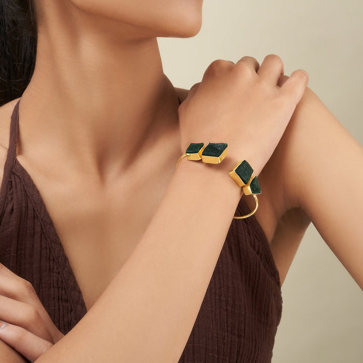 Teejh Vyana Dark Green Natural Stone Bracelet
