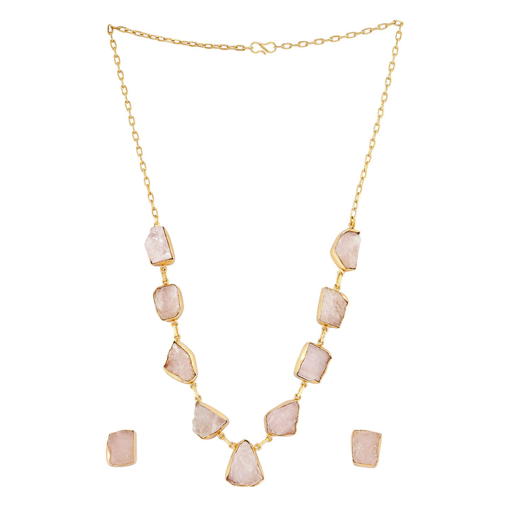 Teejh Zaaina Pink Natural Stone Necklace Set