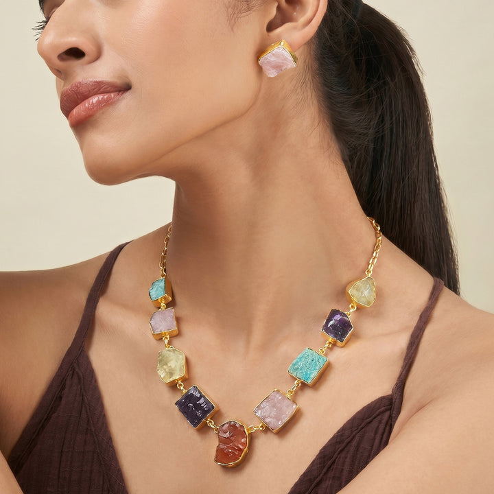 Teejh Zaaina Multicoloured Natural Stone Necklace Set