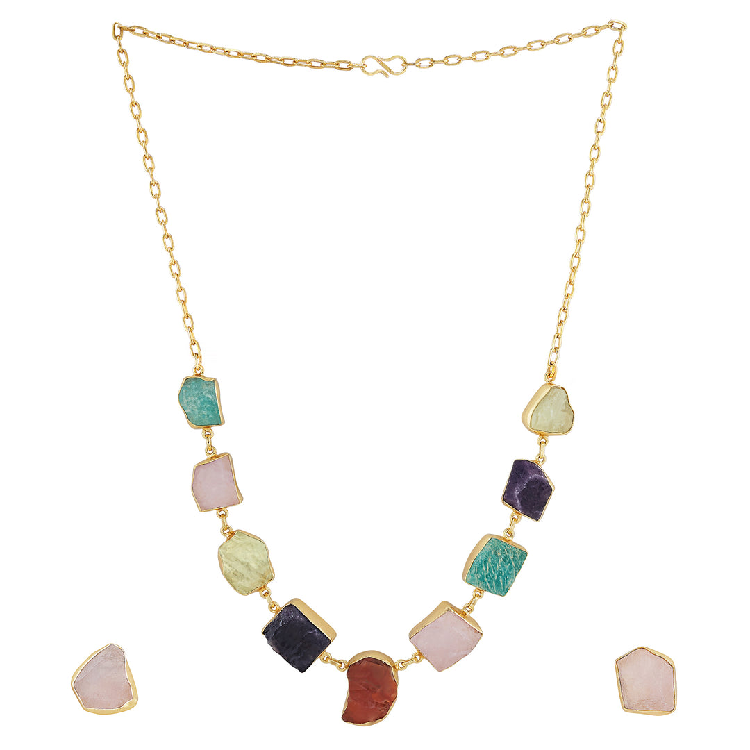 Teejh Zaaina Multicoloured Natural Stone Necklace Set