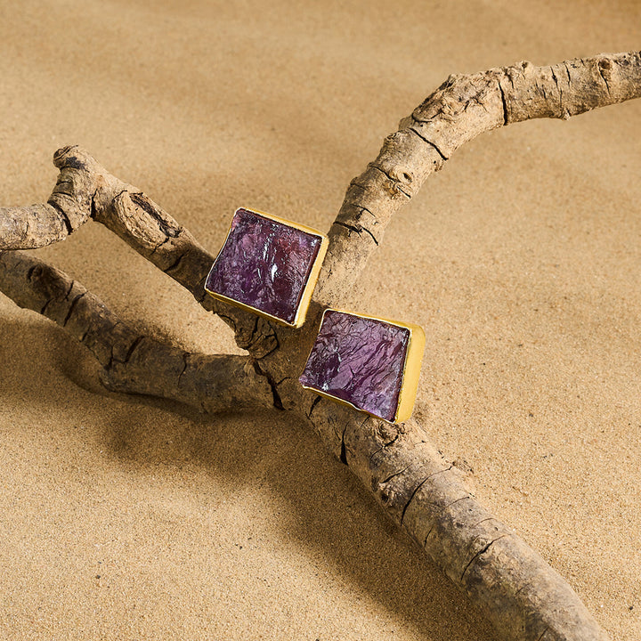 Teejh Elira Purple Natural Stone Earrings