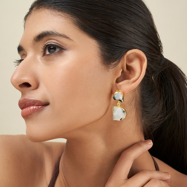 Teejh Eshira White Natural Stone Danglers