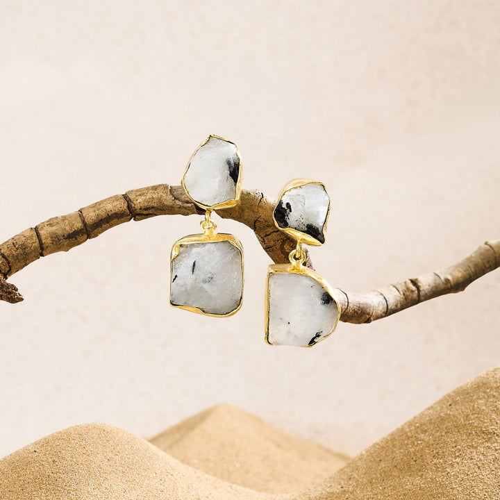 Teejh Eshira White Natural Stone Danglers