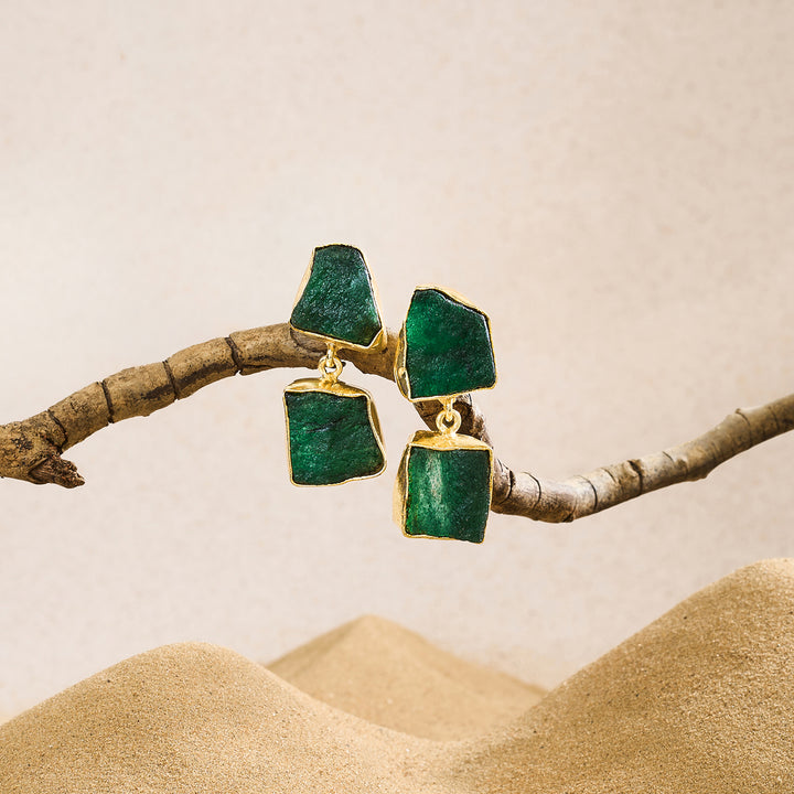 Teejh Eshira Dark Green Natural Stone Danglers