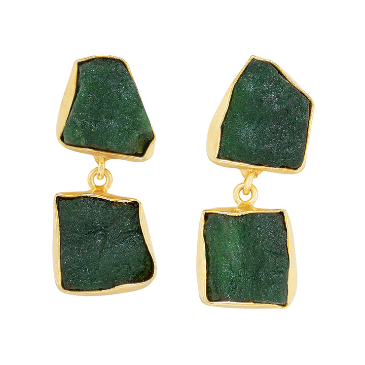 Teejh Eshira Dark Green Natural Stone Danglers