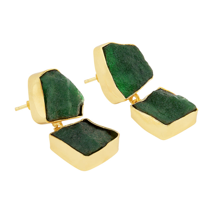 Teejh Eshira Dark Green Natural Stone Danglers