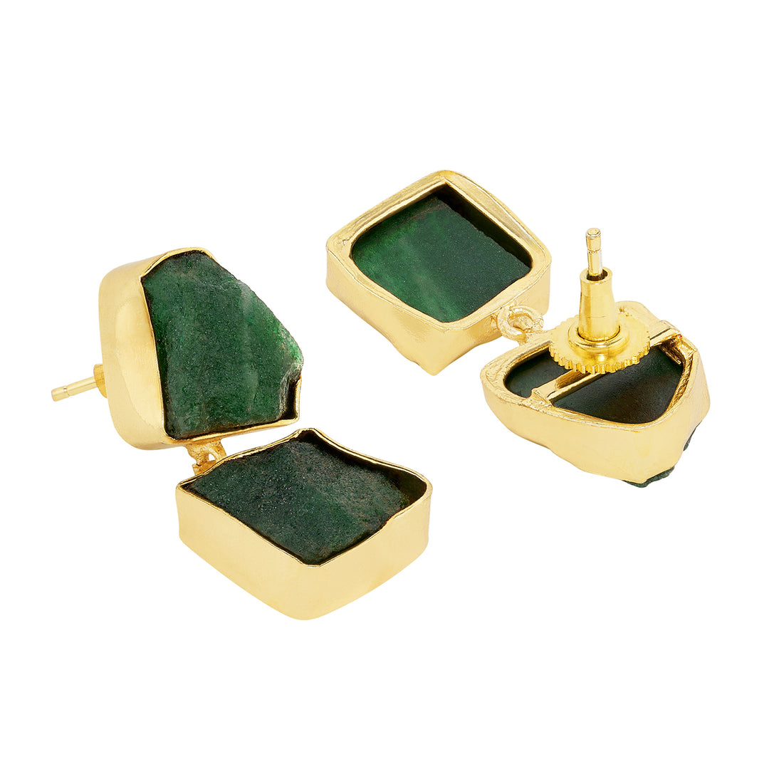 Teejh Eshira Dark Green Natural Stone Danglers