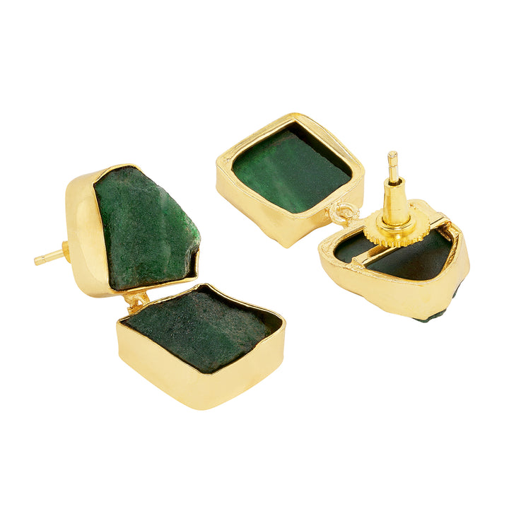 Teejh Eshira Dark Green Natural Stone Danglers