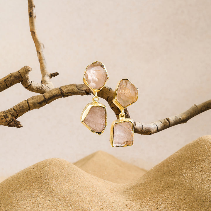 Teejh Eshira Pink Natural Stone Danglers