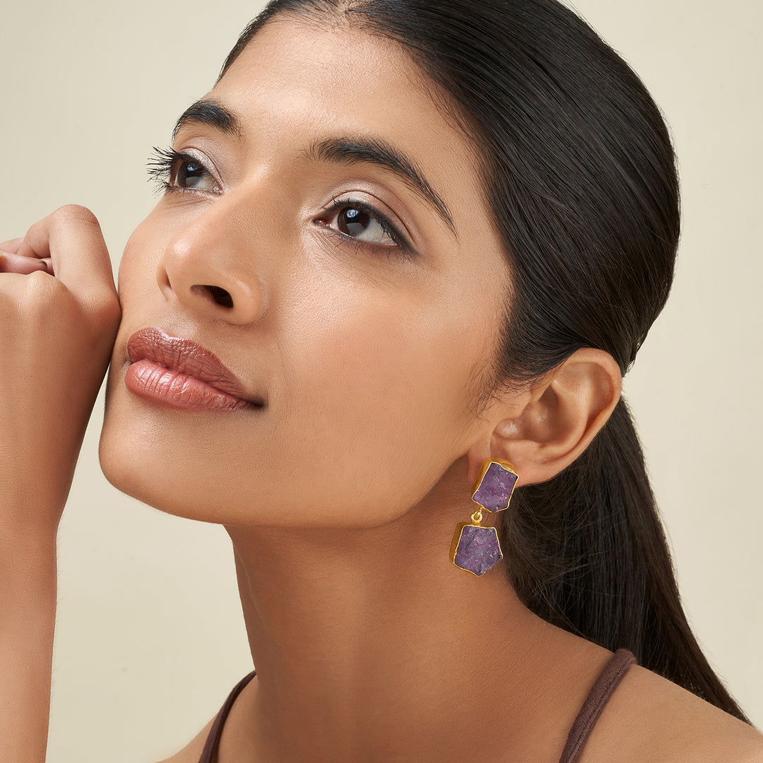 Teejh Eshira Purple Natural Stone Danglers