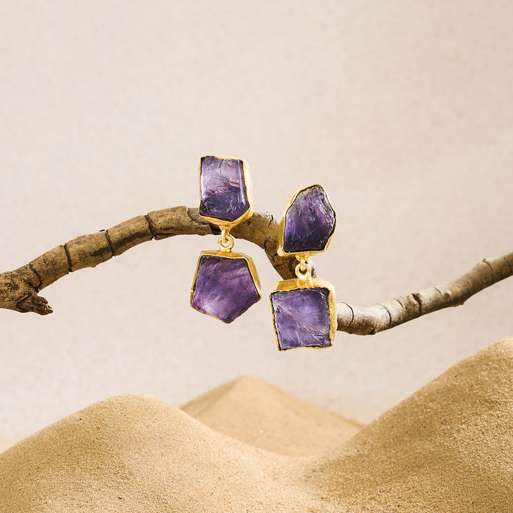 Teejh Eshira Purple Natural Stone Danglers