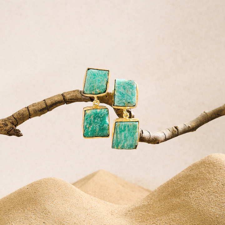 Teejh Eshira Turquoise Natural Stone Danglers