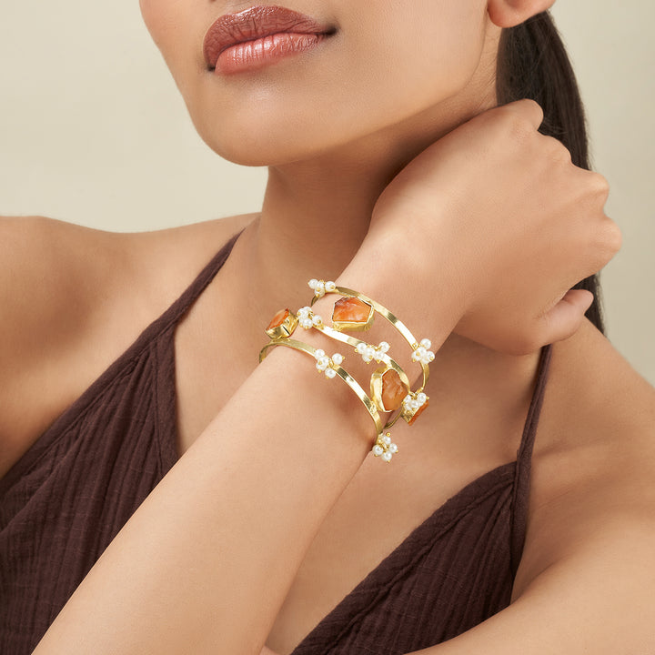 Teejh Amiraani Orange Natural Stone Bracelet