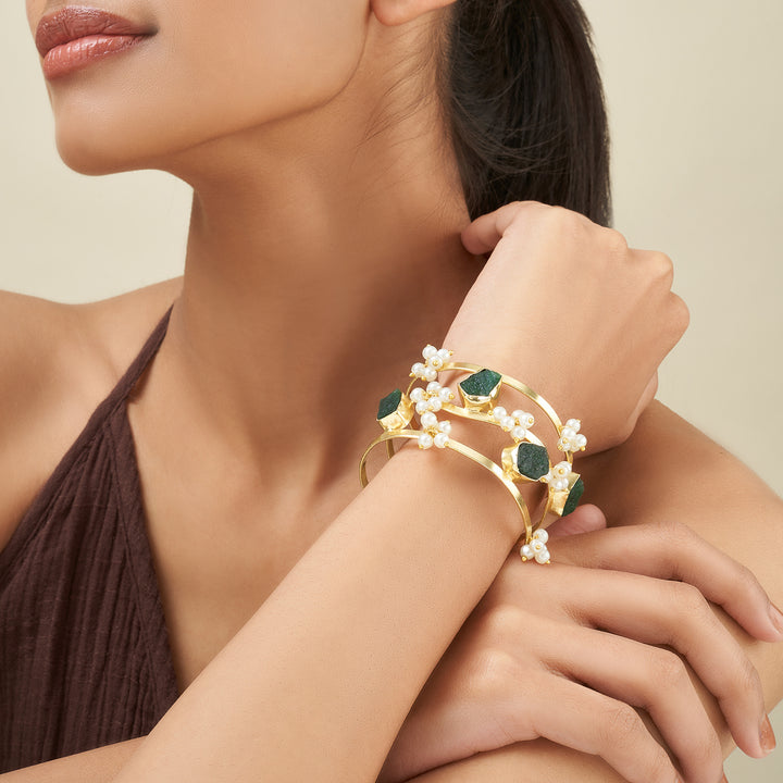 Teejh Amiraani Dark Green Natural Stone Bracelet