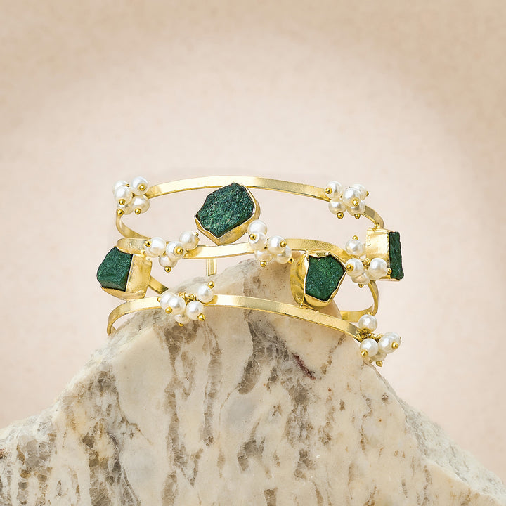 Teejh Amiraani Dark Green Natural Stone Bracelet