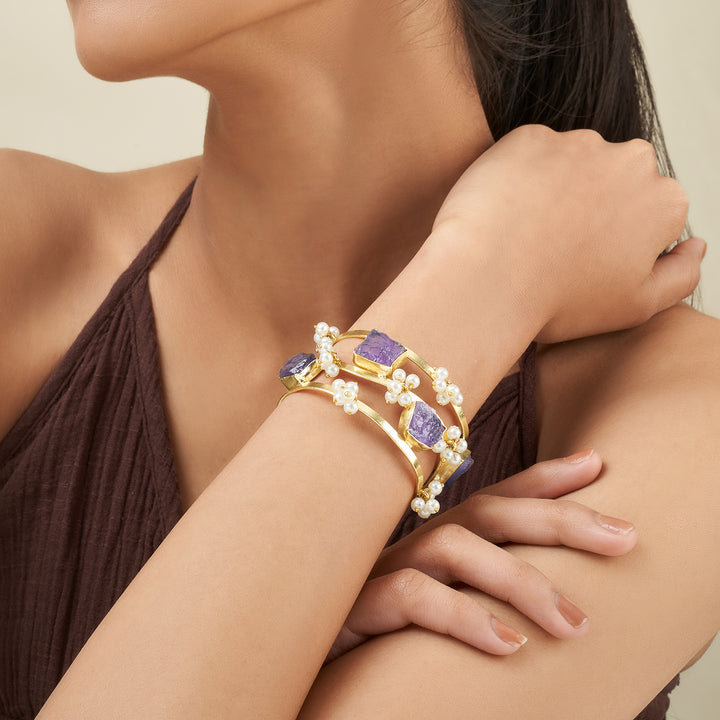 Teejh Amiraani Purple Natural Stone Bracelet
