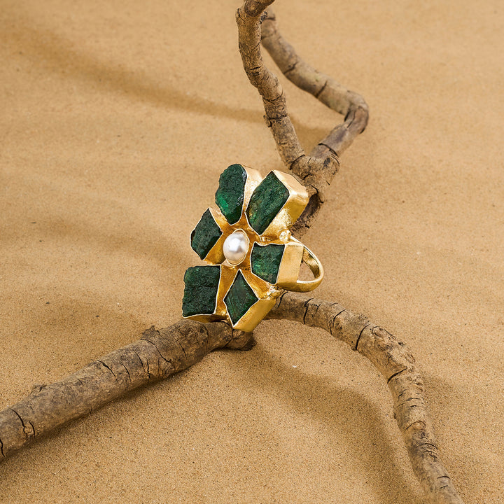 Teejh Veyna Dark Green Natural Stone Rings