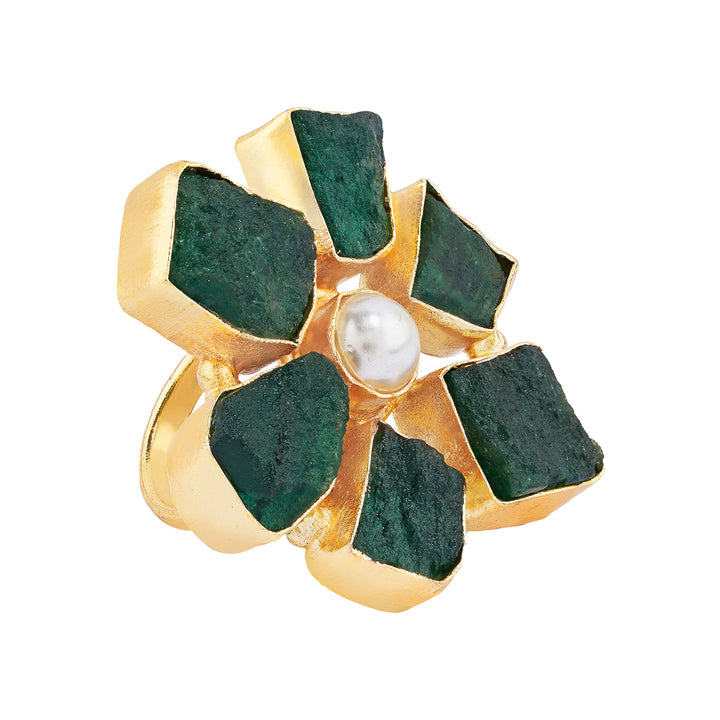 Teejh Veyna Dark Green Natural Stone Rings