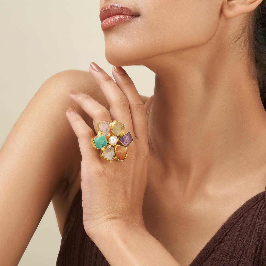 Teejh Veyna Multicoloured Natural Stone Rings