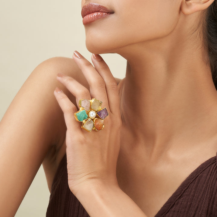 Teejh Veyna Multicoloured Natural Stone Rings