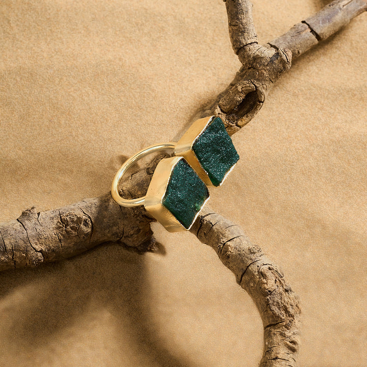 Teejh Navira Dark Green Natural Stone Ring