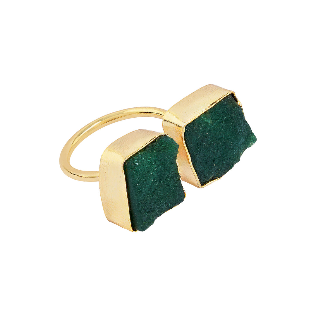 Teejh Navira Dark Green Natural Stone Ring