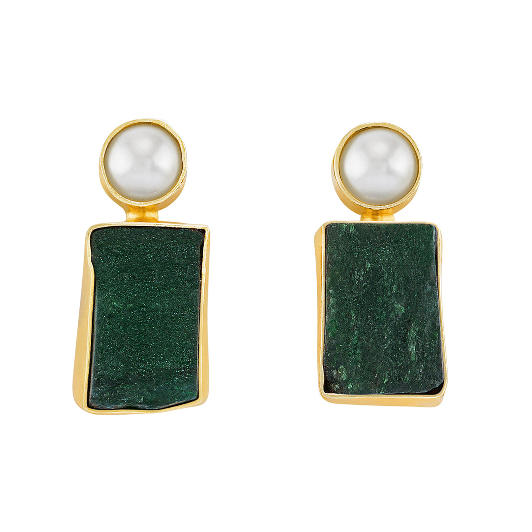 Teejh Liora Dark Green Natural Stone Earrings
