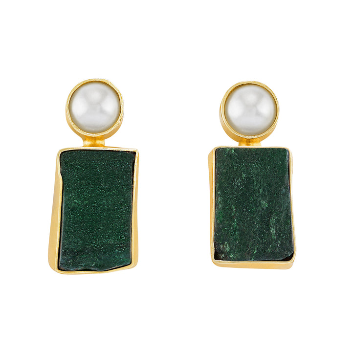 Teejh Liora Dark Green Natural Stone Earrings