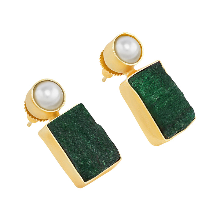 Teejh Liora Dark Green Natural Stone Earrings