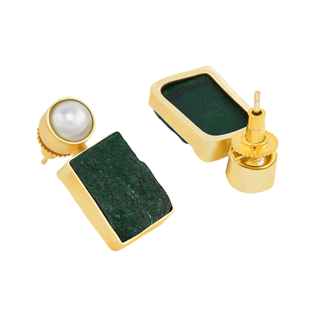 Teejh Liora Dark Green Natural Stone Earrings