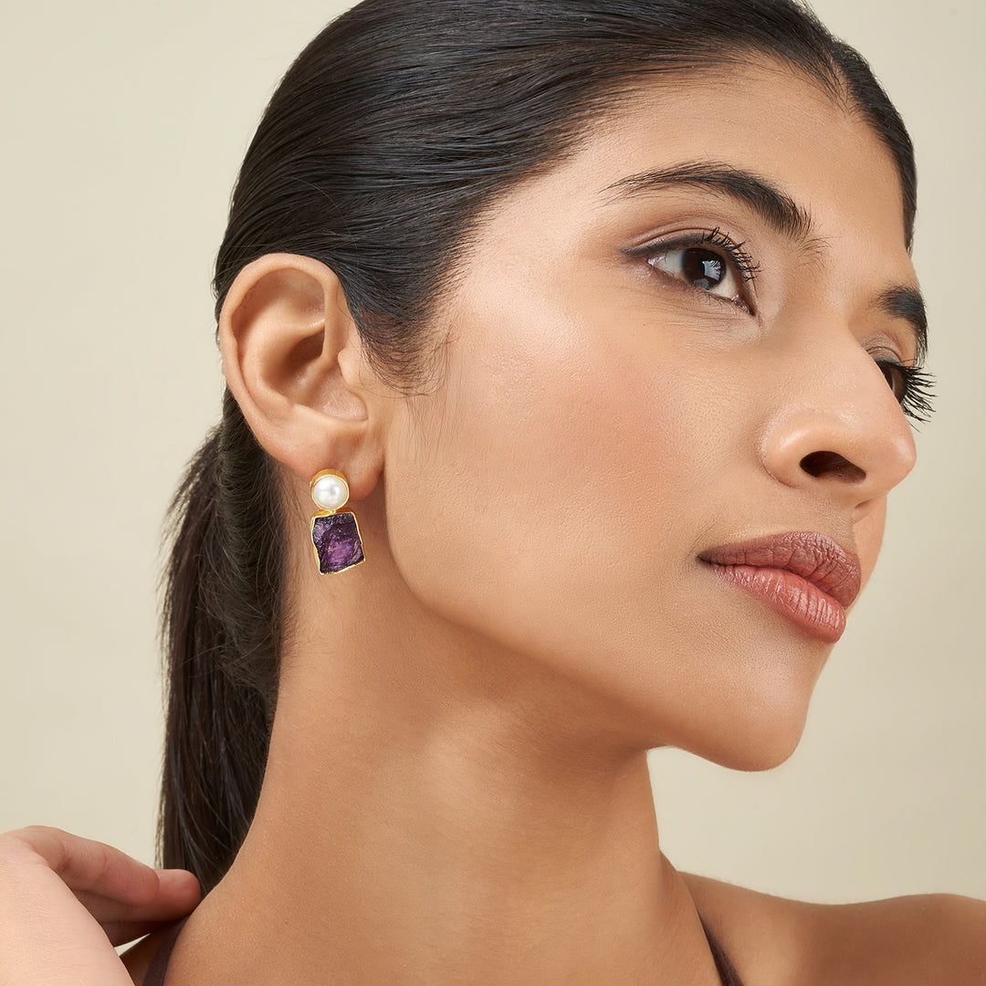 Teejh Liora Purple Natural Stone Earrings