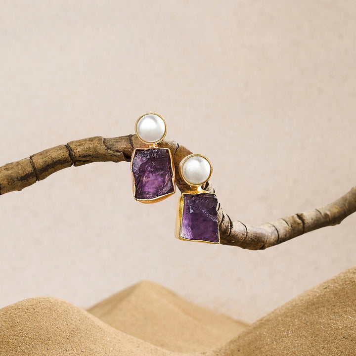 Teejh Liora Purple Natural Stone Earrings