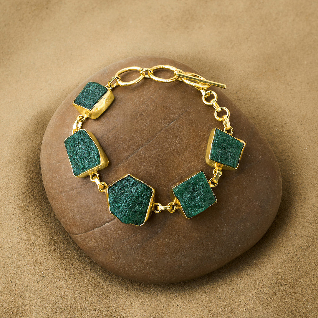 Teejh Reysha Dark Green Natural Stone Bracelet