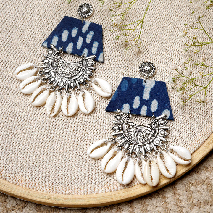 Teejh Zarina Indigo Blue Fabric Earring