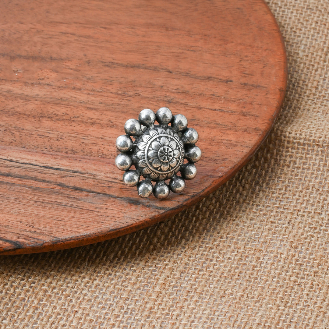 Teejh Zehna Silver Oxidised Ring