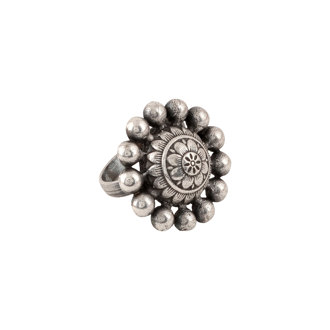 Teejh Zehna Silver Oxidised Ring