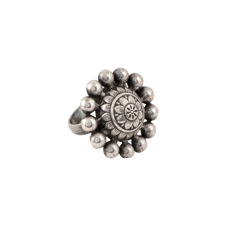 Teejh Zehna Silver Oxidised Ring