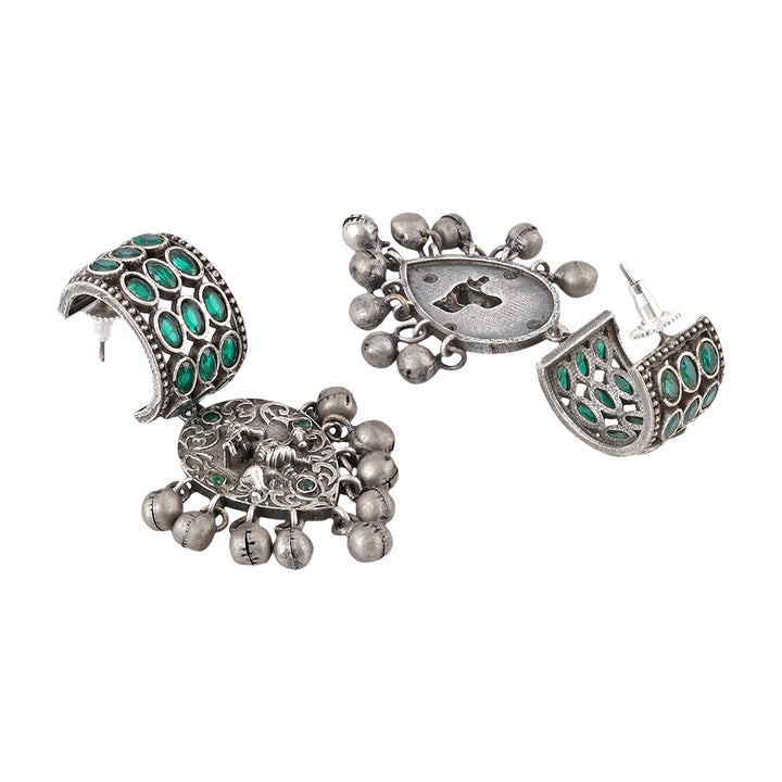 Teejh Ainaaz Silver Oxidised Stone Earring