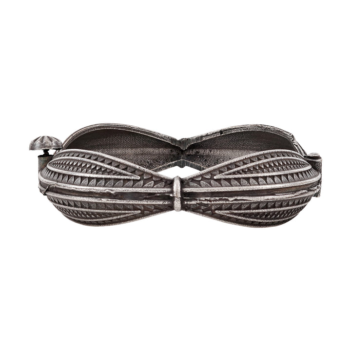 Haaz Silver Oxidised Kada Bracelet